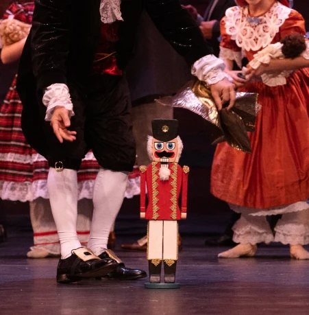 Sugar Plum Fairy and Nutcracker Prince performing on stage at Victoria Ballet Theatre 2023