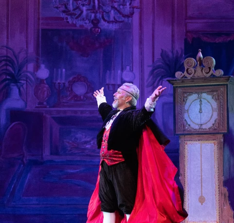 Corps de ballet in blue-lit scene from Victoria Ballet Theatre Nutcracker 2023