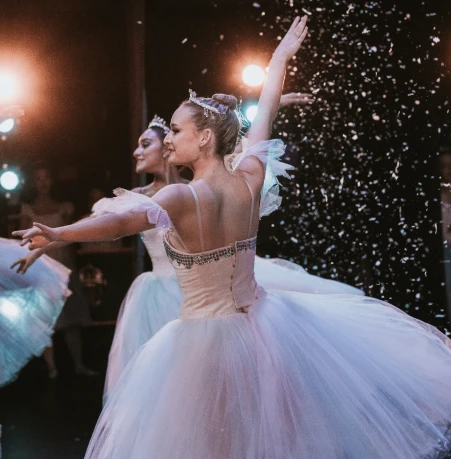 Victoria Ballet Theatre ensemble performing Snow Scene in The Nutcracker